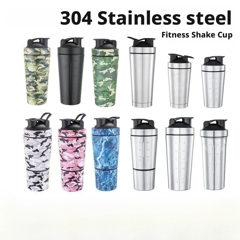 Protein Shaker Bottle - Roestvrijstalen eiwitpoeder-shakerfles met balschaal, lekvrij voor