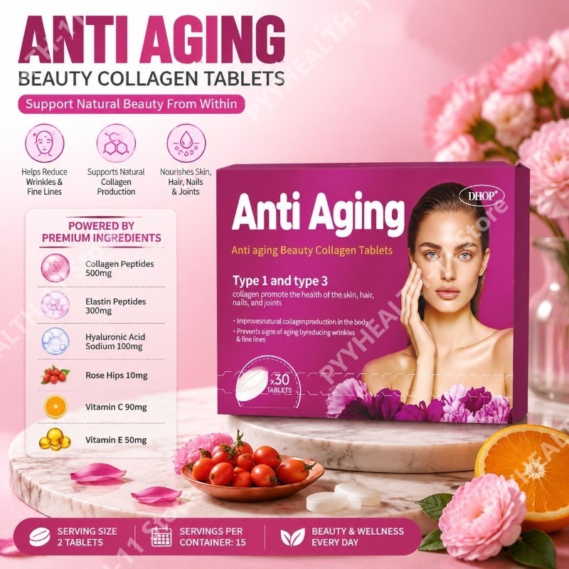 Collagen Peptide Powder - DHOP Anti-Aging Hydrolysaat Collageen Tabletten helpen