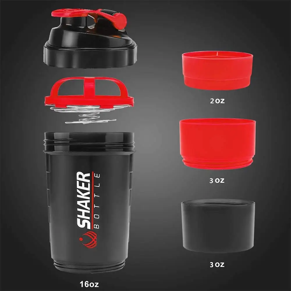Protein Shaker Bottle - 500Ml Gelaagde Eiwitfles Poederschudder Met Poeder
