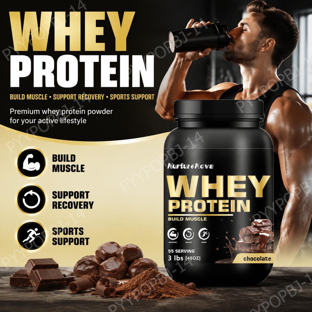 Fitness Nutrition Protein - NurtureNova Chocolade Wei-eiwitpoeder 30g per portie,