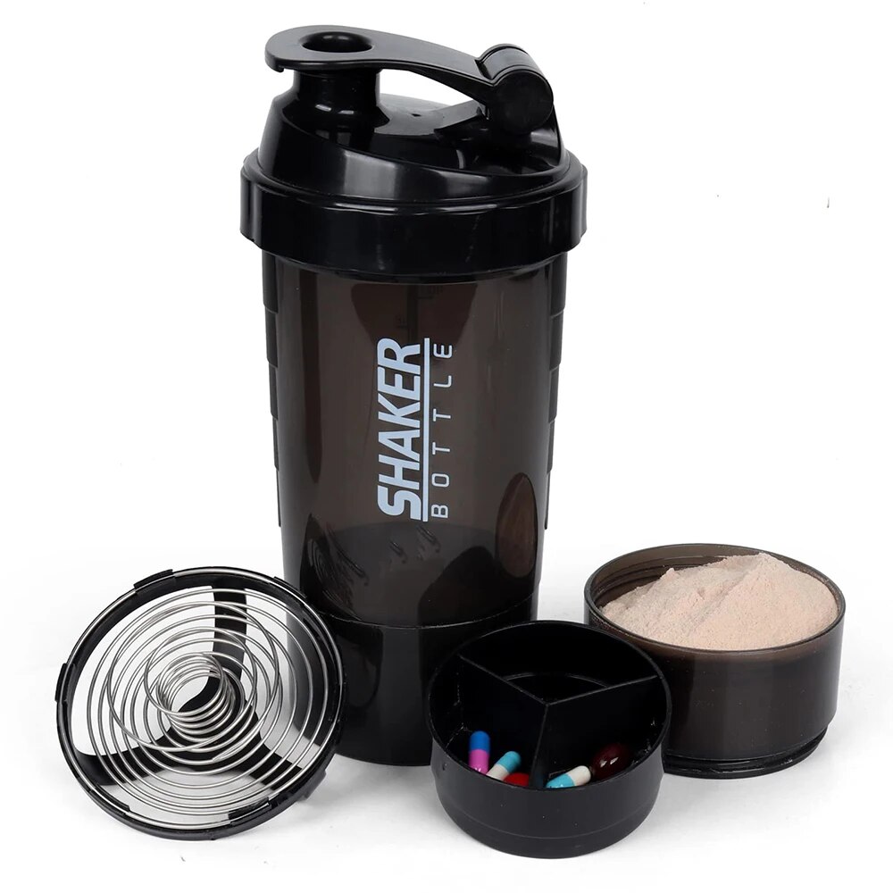 Protein Shaker Bottle - 3 Lagen Shaker Protein Fles Poeder