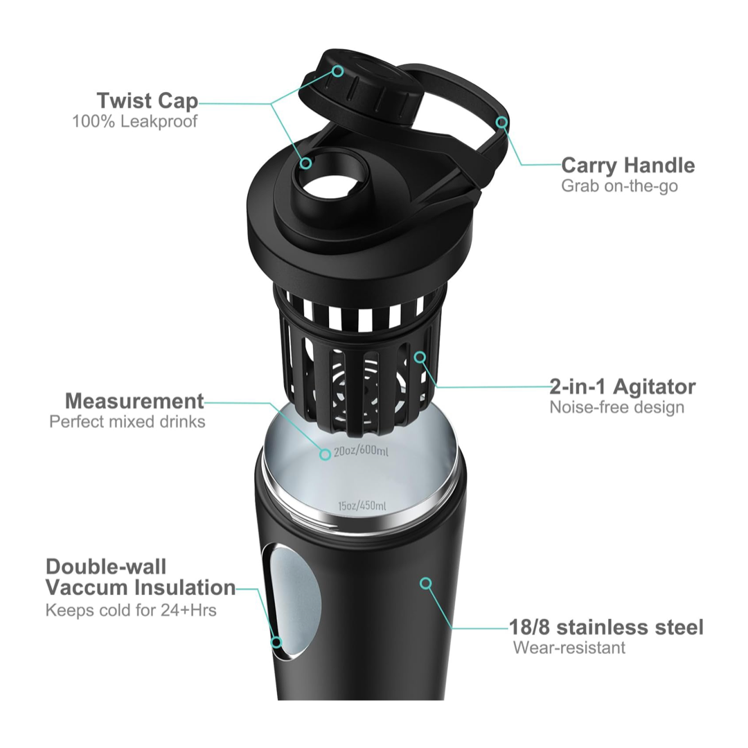 Draagbare 25oz roestvrijstalen - Protein Shaker Bottle recensie en prijs